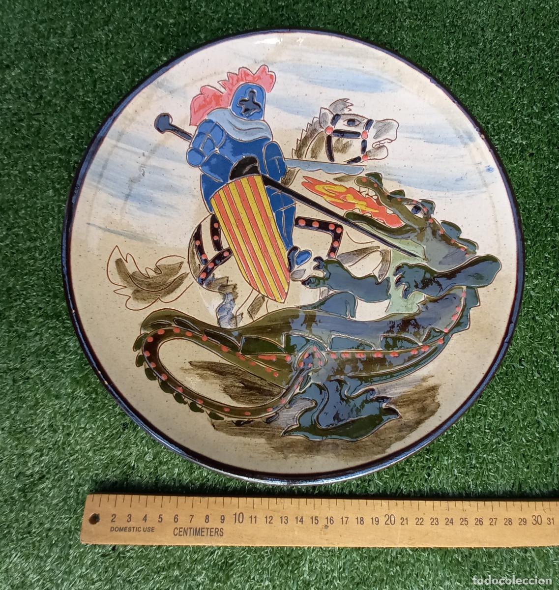 Vintage: Plato decorativo Sant Jordi - La Bisbal