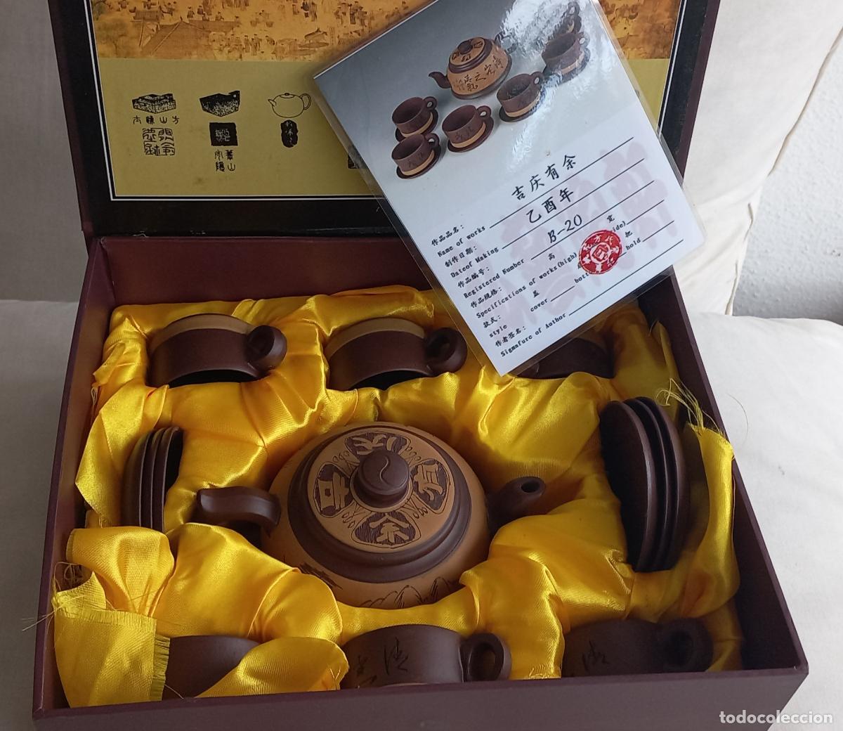 Vintage: Juego de t&eacute; tradicional chino de arcilla Yixing,estilo Zisha.Tetera tazas y platillos Hongyitaoxuan
