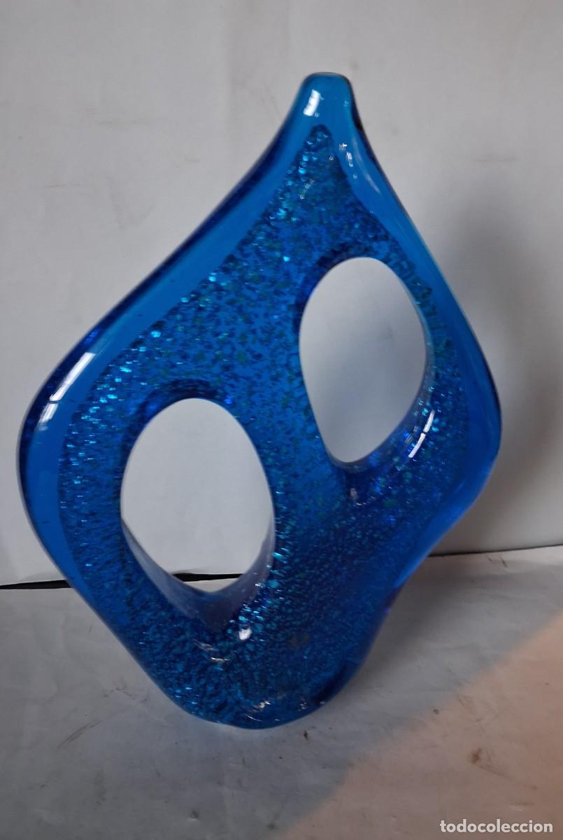 Vintage: Escultura de cristal azul Murano a&ntilde;os 60