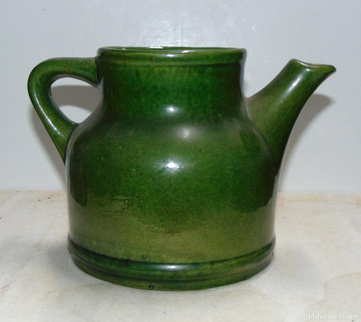 Vintage: JARRA CERAMICA VINTAGE COLOR VERDE, 15x20cm, BUEN ESTADO