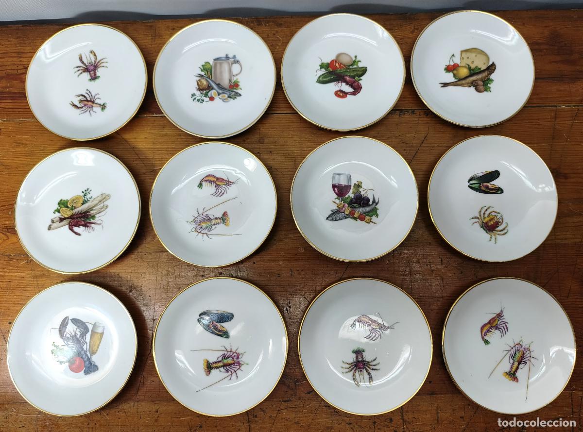 Vintage: Set 12 platos - Aperitivos MAR diferentes &middot; Entremeses