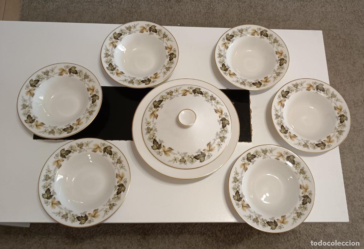 Vintage: HERMOSO JUEGO DE SERVIR DE 7 PIEZAS(SOPERA GRANDE CON TAPA+6 PLATOS HONDOS A JUEGO)DE ROYAL DOULTON