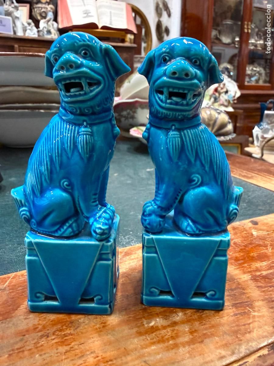 Vintage: PAREJA DE PERROS FOO DE CERAMICA - MEDIDA 12 CM - VINTAGE