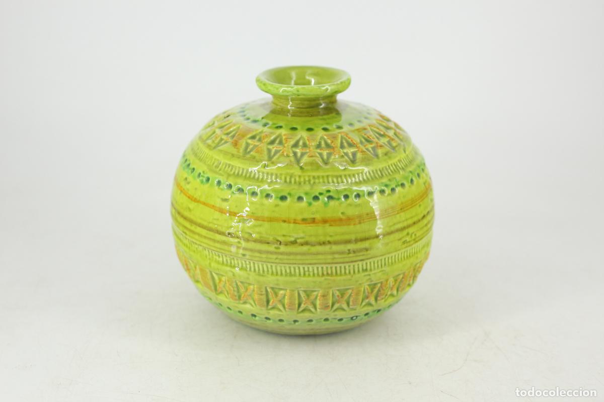 Vintage: Jarr&oacute;n Cer&aacute;mica Bitossi Rimini Chartreuse Aldo Londi vintage retro verde lima Italia 70s