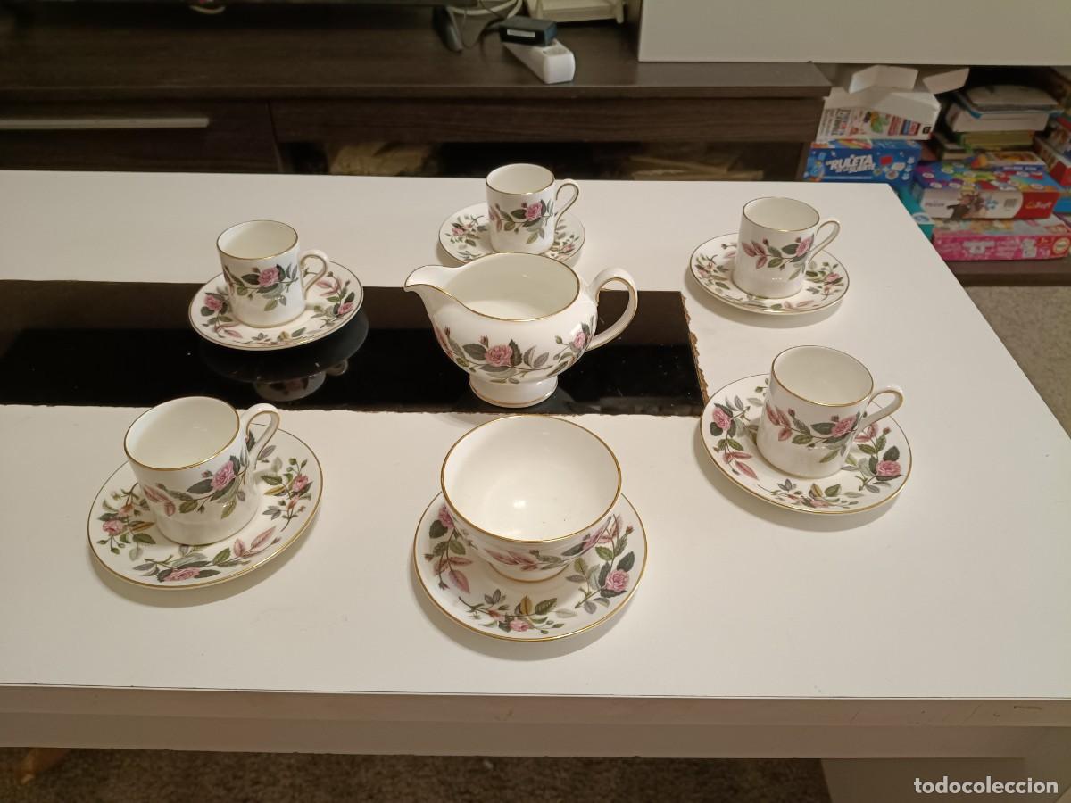 Vintage: VENDO PRECIOSO SERVICIO DE CAF&Eacute; DE 8 PIEZAS DE AUT&Eacute;NTICA PORCELANA INGLESA DE LA MARCA WEDGWOOD