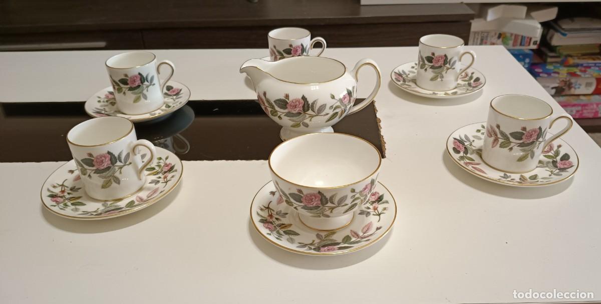 Vintage: VENDO PRECIOSO SERVICIO DE CAF&Eacute; DE 8 PIEZAS DE AUT&Eacute;NTICA PORCELANA INGLESA DE LA MARCA WEDGWOOD