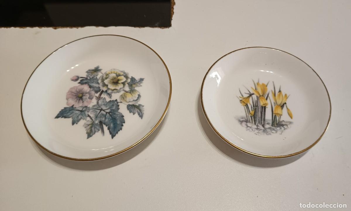 Vintage: BONITO LOTE DE 2 PLATILLOS PARA BARATIJAS DE PORCELANA FINA,DE ROYAL WORCESTER,SERIE WOODLAND/DAFFOD