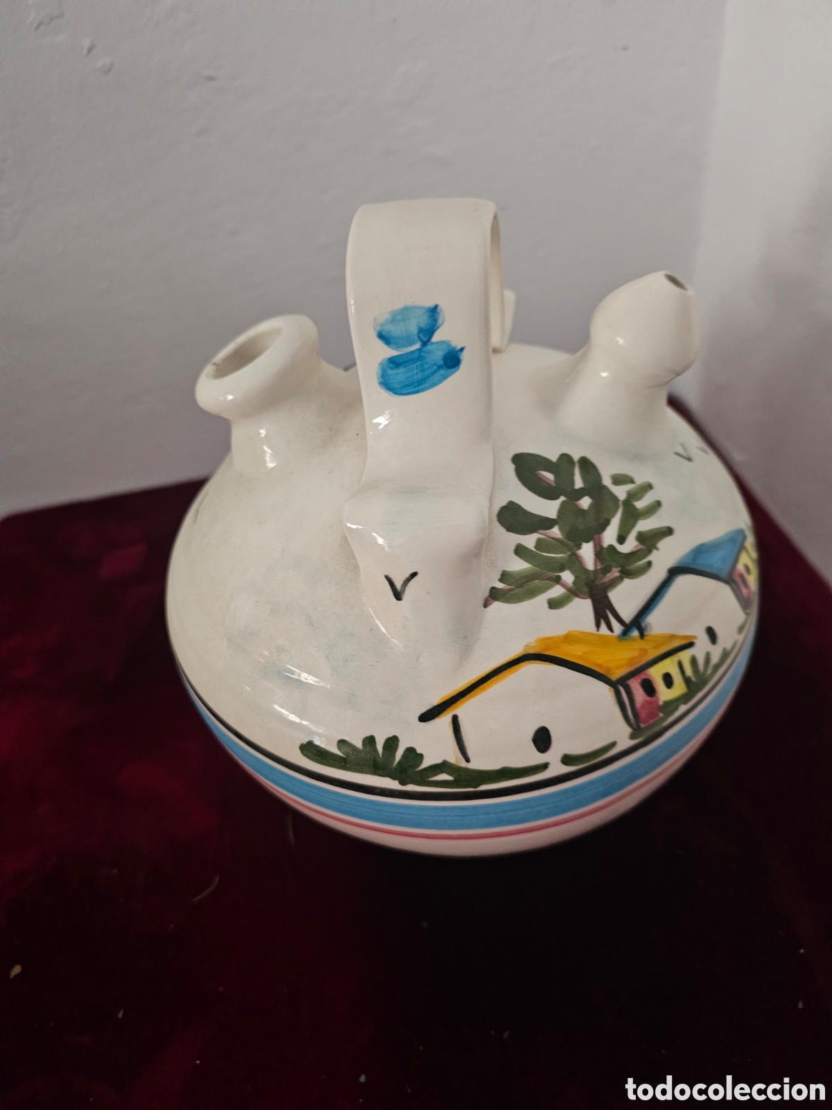 Vintage: Botijo de Cer&aacute;mica Pintado a Mano - Almer&iacute;a (Julio 2000) - Artesan&iacute;a Caba&ntilde;a / Paisaje
