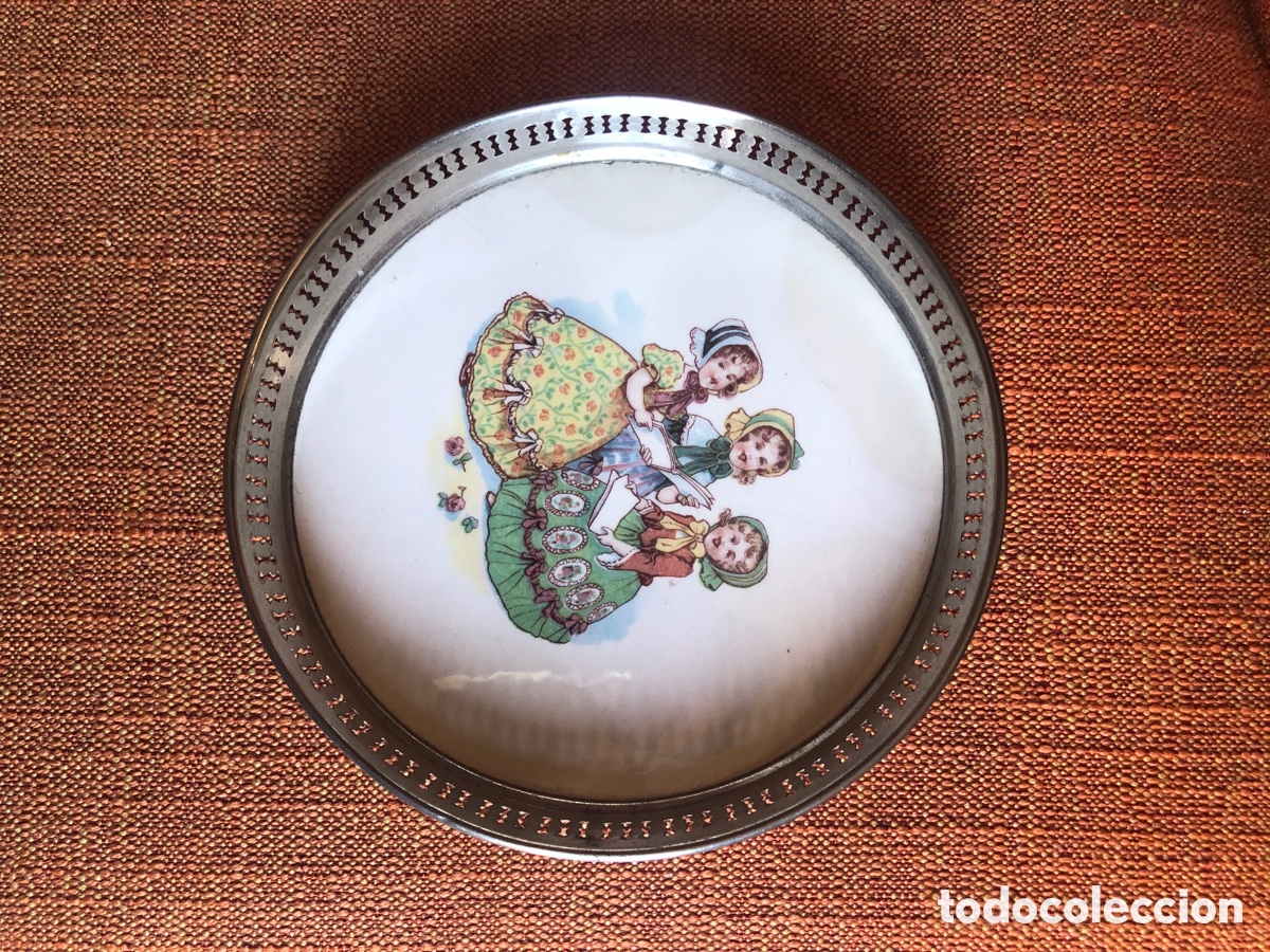 Vintage: plato decorativo vintage con inserto de porcelana