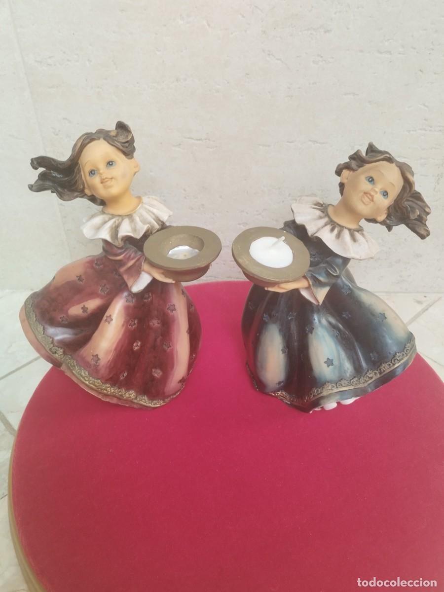 Vintage: PAREJA NI&Ntilde;AS PORTA VELA