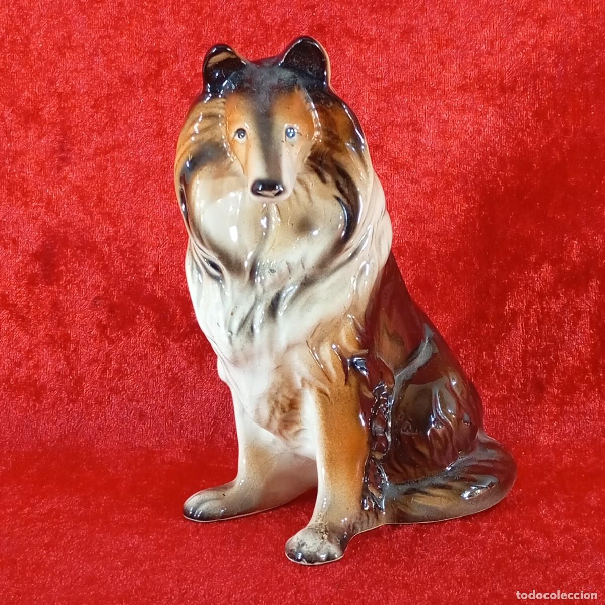 Vintage: ANTIGUA FIGURA DE CER&Aacute;MICA - PERRO ROUGH COLLIE - SIGLO XX - 13 CM DE ALTURA
