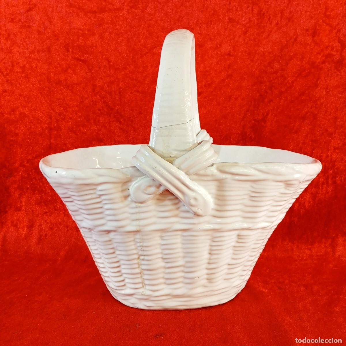 Vintage: CESTA DE C&Eacute;RAMICA VINTAGE - FABRICADA POR ARTESANOS ESPA&Ntilde;OLES - 1950'S - 26,5 CM DE ALTO