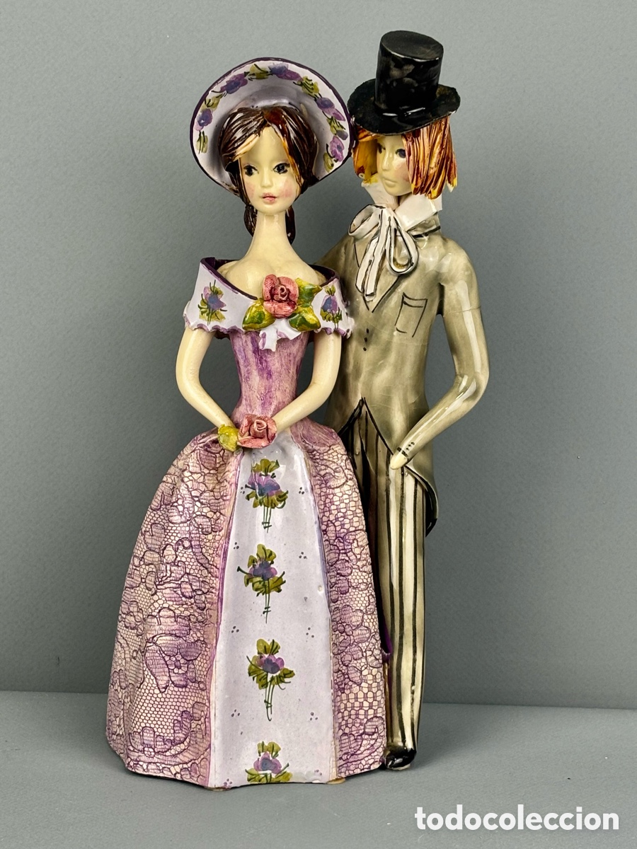Vintage: PAREJA GALANTE- &ldquo;FIGURINES DE PARIS&rdquo; HECHO A MANO - MADE IN FRANCE