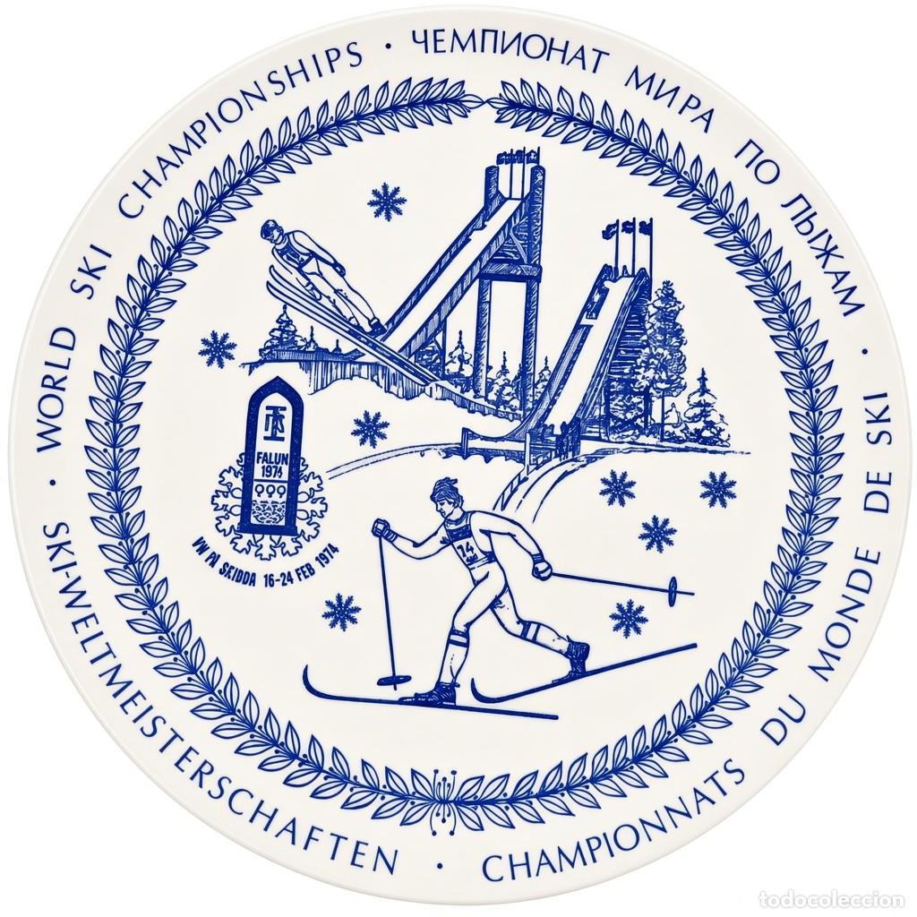 Vintage: Plato conmemorativo vintage Gustavsberg - Mundial de Esqu&iacute; Falun 1974 (Edici&oacute;n Limitada)