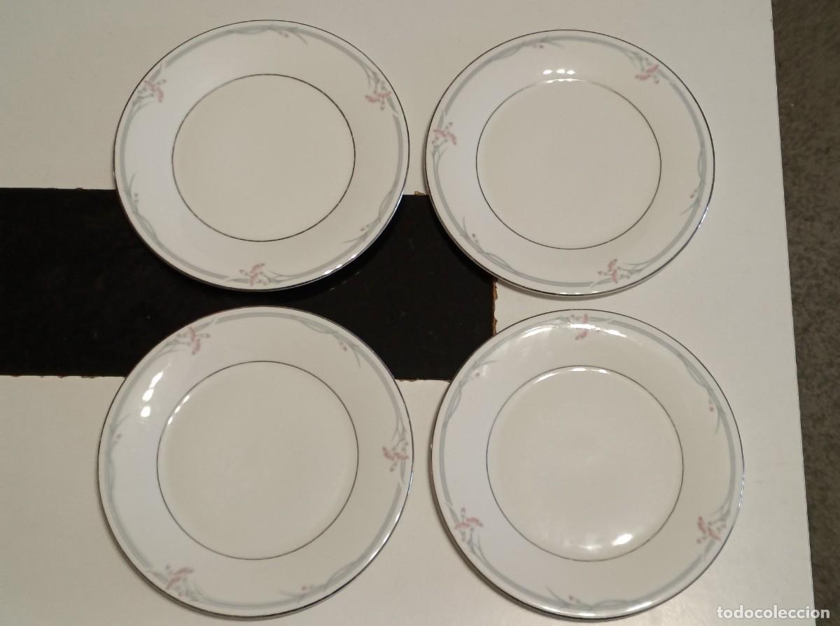 Vintage: PRECIOSO JUEGO DE 4 PLATOS DE ENSALADA DE PORCELANA FINA,ROYAL DOULTON,PATR&Oacute;N CARNATION(H5084)