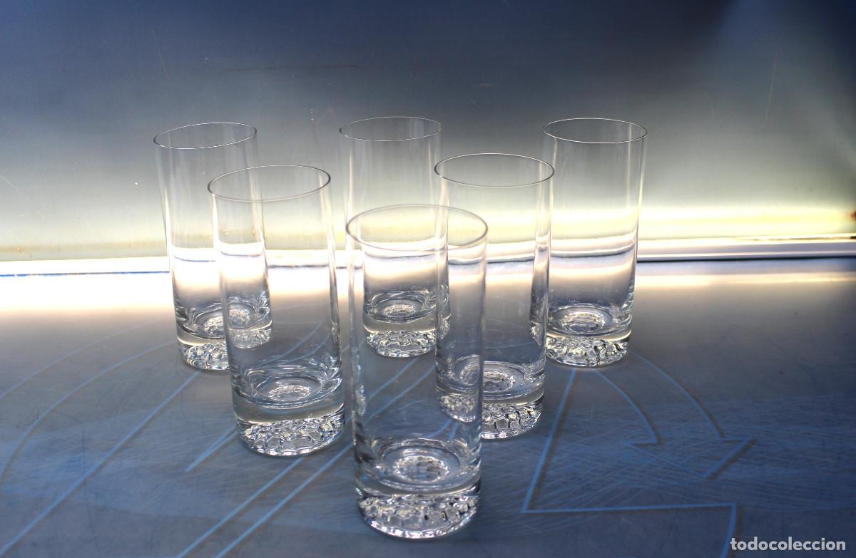 Vintage: 6 vasos altos de whisky, licor, cocteler&iacute;a. Elegante cristal vintage.