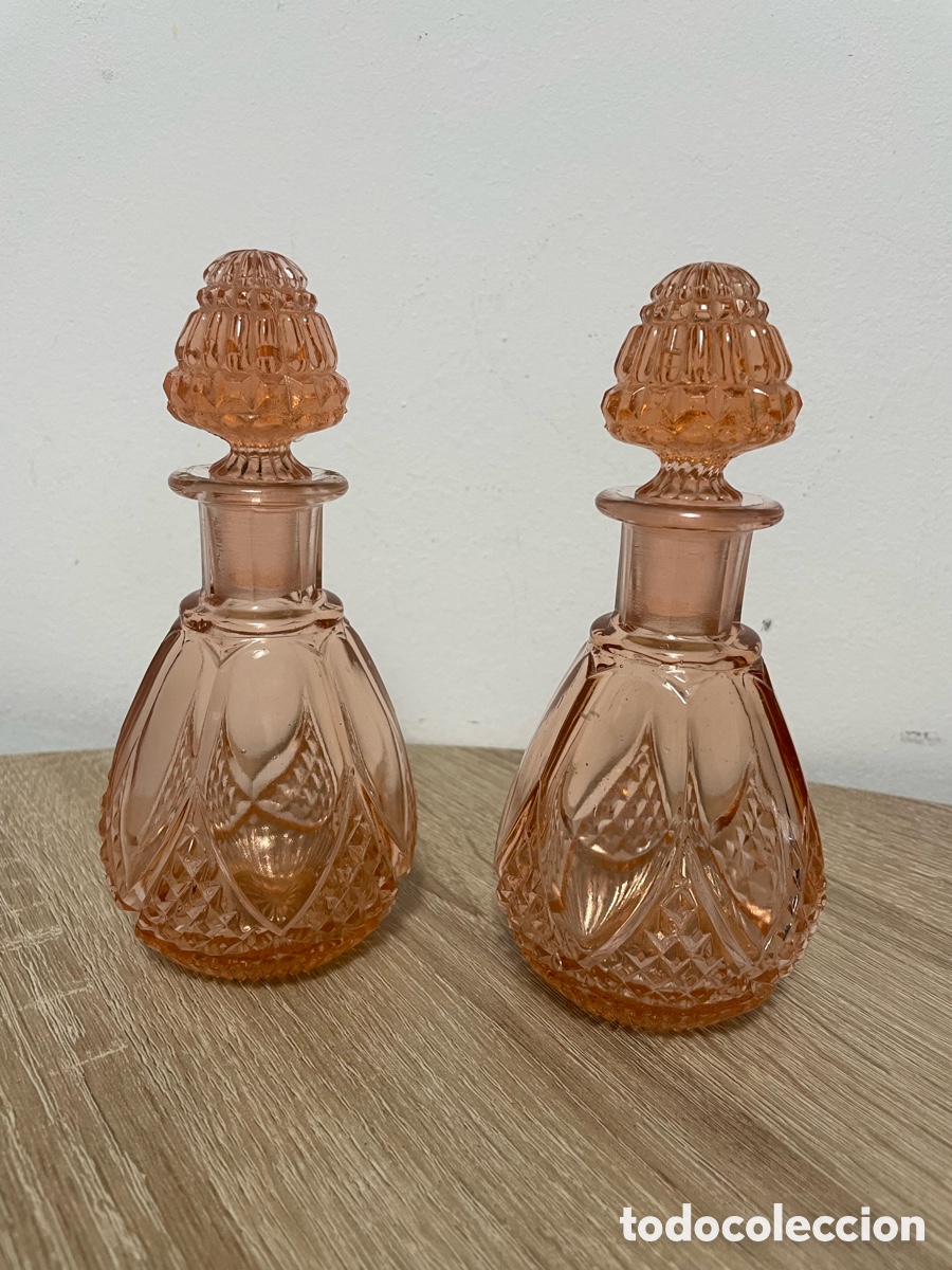 Vintage: FRASCOS CRISTAL TALLADO PERFUMEROS ROSA