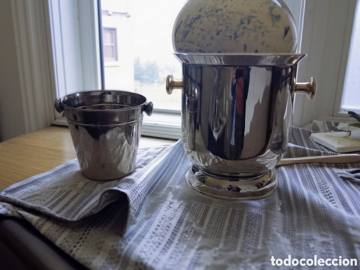 Vintage: Conjunto de Champa&ntilde;era y Cubitera de Hielo Vidal &ndash; Acero Inoxidable &ndash; &iexcl;Casi Sin Estrenar!