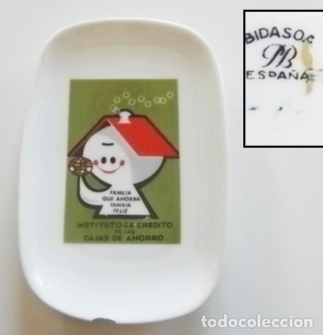 Vintage: PLATITO O CENICERO DEL INSTITUTO CR&Eacute;DITO DE LAS CAJAS DE AHORRO PUBLICIDAD PORCELANA BIDASOA VINTAGE