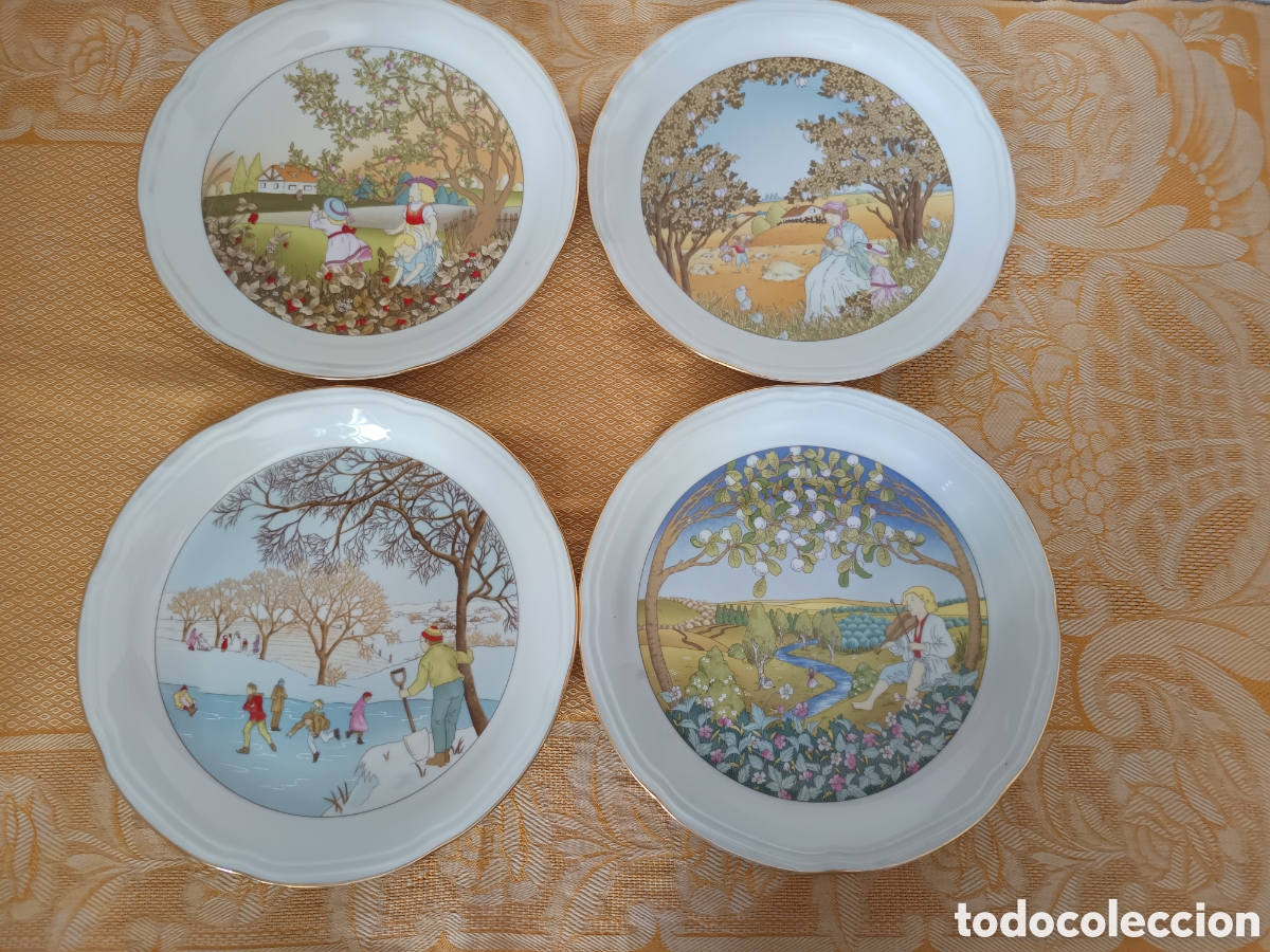 Vintage: Colecci&oacute;n platos las cuatro estaciones de Irabia porcelanas del norte , Romana