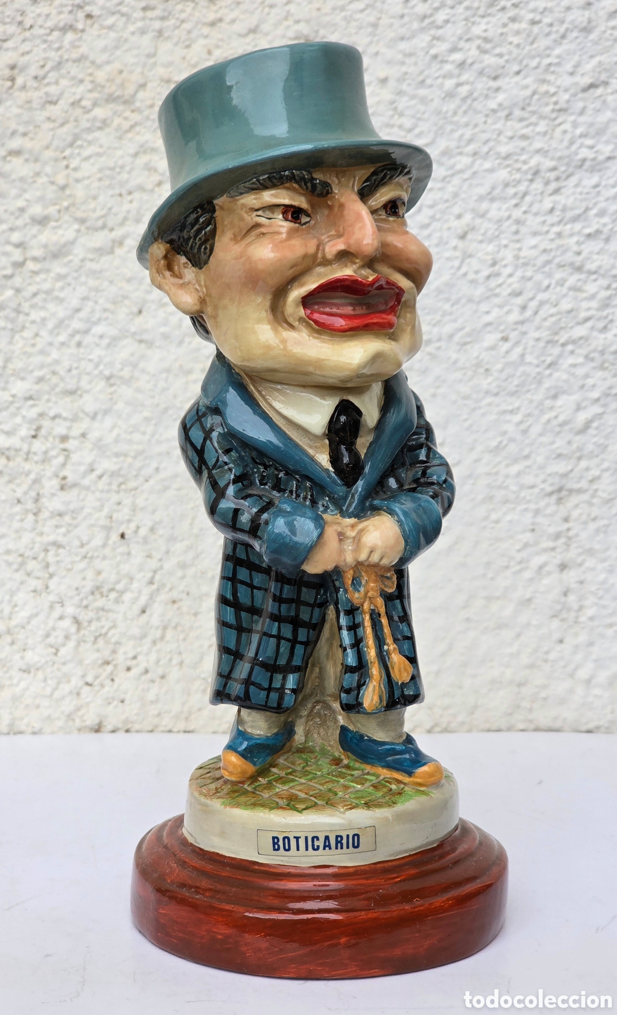 Vintage: Figura El Boticario Cabezudo Zaragoza - Cer&aacute;mica Vidriada Decoraci&oacute;n Fiesta Comparsa Gigantes Arag&oacute;n