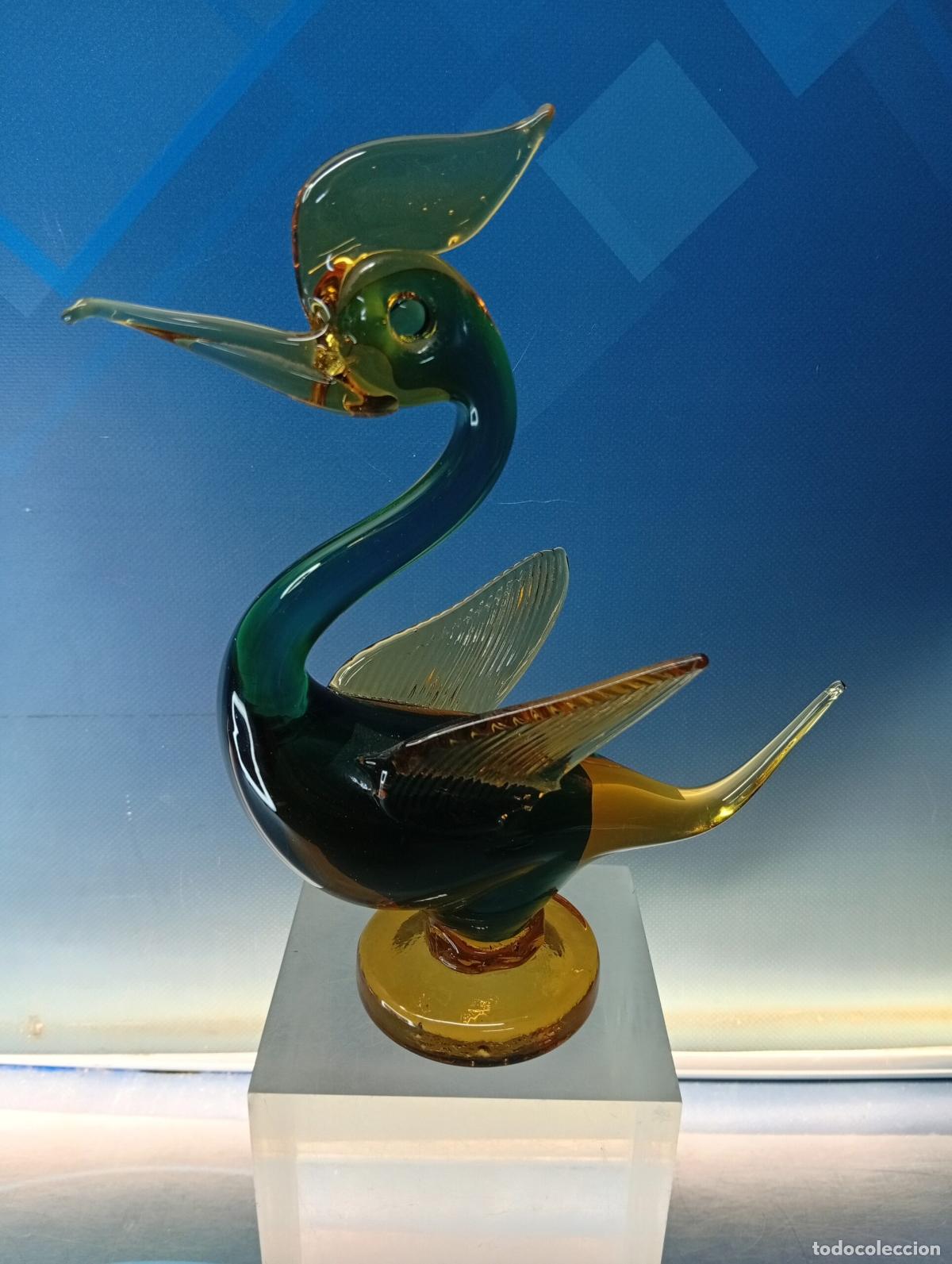 Vintage: P&aacute;jaro Cisne Cristal de Murano Vintage, Vidrio Soplado Sommerso