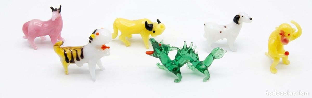 Vintage: Lote de 6 Miniaturas de Animales de Cristal de Murano &middot; Policromados &middot; ca. 1960&ndash;1980