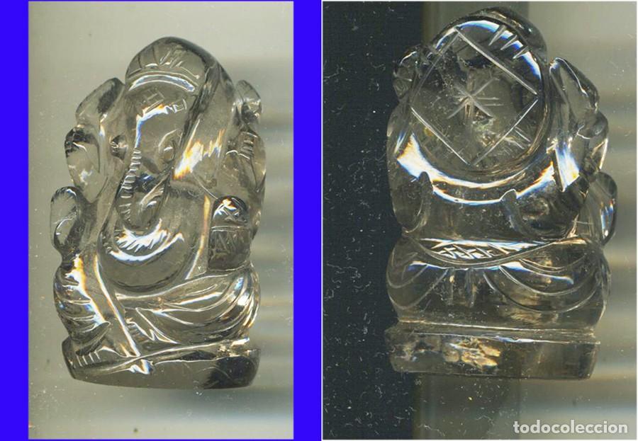 Vintage: DIOS ELEFANTE GANESH GANPATI O GANESHA DE LA SUERTE EN CRISTAL TRAMPARENTE MIDE 5/3/2 CM