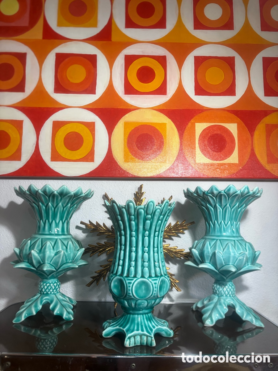Vintage: JARR&Oacute;N DE MANISES TURQUESA. - Foto 11