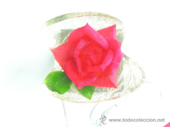 Vintage: LAMPARA DE SOBREMESA CON ROSA - Foto 2