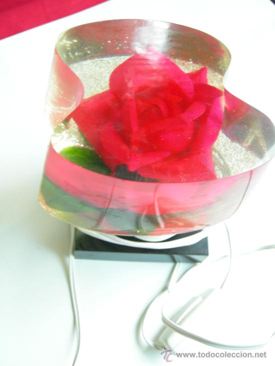 Vintage: LAMPARA DE SOBREMESA CON ROSA - Foto 3