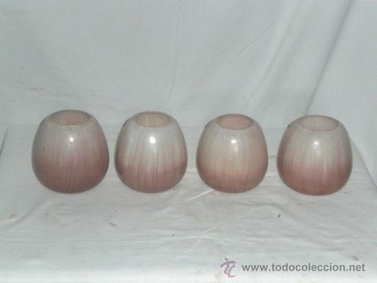 Vintage: LOTE DE 4 GLOBOS DE CRISTAL ESTILO ART DEC&Oacute;. - Foto 1