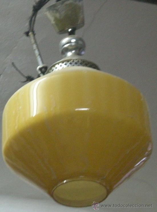 Vintage: LAMPARA TECHO OPALINA AMARILLA - Foto 1
