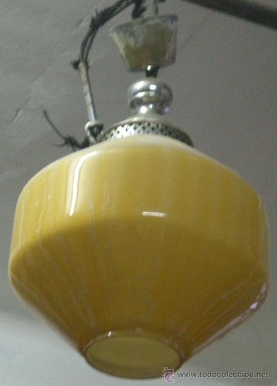Vintage: LAMPARA TECHO OPALINA AMARILLA - Foto 2