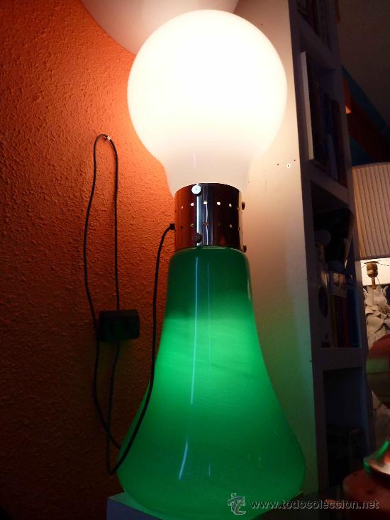 Vintage: LAMPARA DE SUELO CRISTAL DE MURANO VERDE Y BLANCO - Foto 1