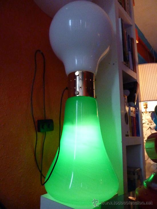 Vintage: LAMPARA DE SUELO CRISTAL DE MURANO VERDE Y BLANCO - Foto 2