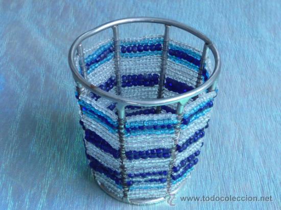 Vintage: vaso portavelas de cuentitas - Foto 1