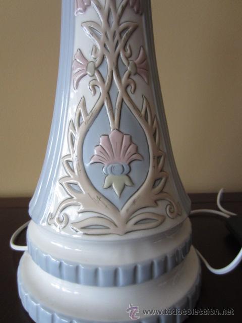 Vintage: Pie de l&aacute;mpara porcelana * MANISES * - Foto 2