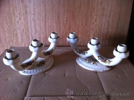 Vintage: PORTAVELAS PORCELANA - Foto 1