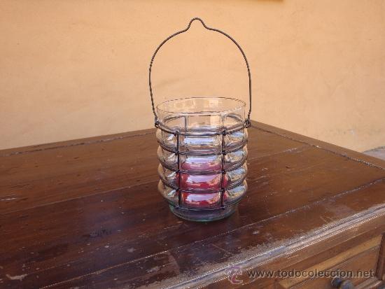 Vintage: Portavela de cristal y hierro - Foto 1