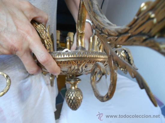 Vintage: PRECIOSA LAMPARA DE BRONCE CON 6 BRAZOS - Foto 2