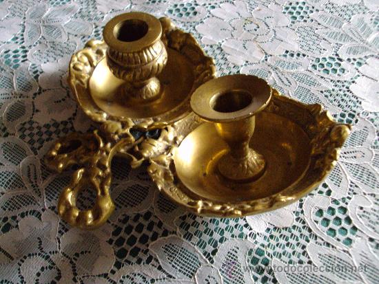 Vintage: Candelabros de bronce de calidad 18cm - Foto 1