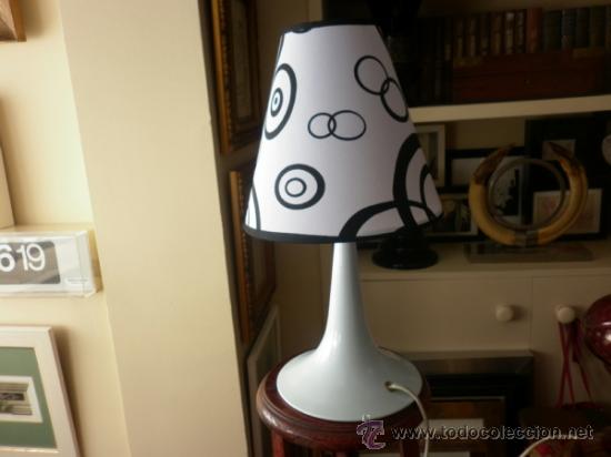 Vintage: L&Aacute;MPARA DE MESA VINTAGE DE METAL BLANCO - Foto 3