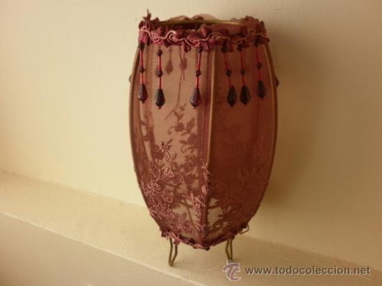 Vintage: L&Aacute;MPARA DE TUL CON FLORES Y ABALORIOS - Foto 1