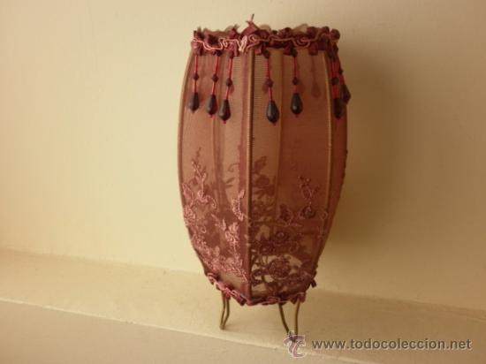 Vintage: L&Aacute;MPARA DE TUL CON FLORES Y ABALORIOS - Foto 8