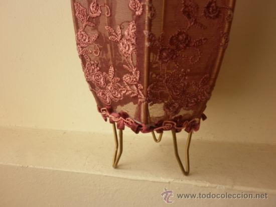 Vintage: L&Aacute;MPARA DE TUL CON FLORES Y ABALORIOS - Foto 4