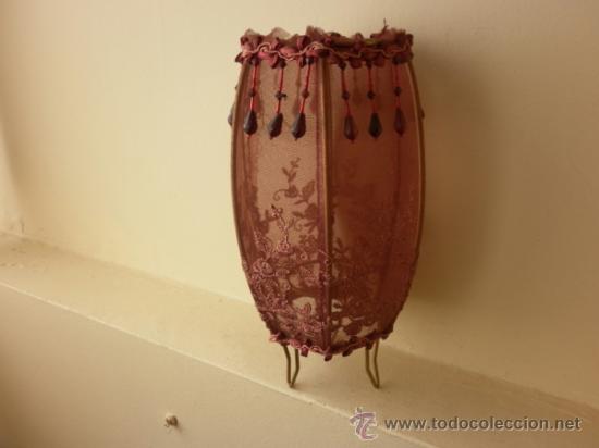 Vintage: L&Aacute;MPARA DE TUL CON FLORES Y ABALORIOS - Foto 2