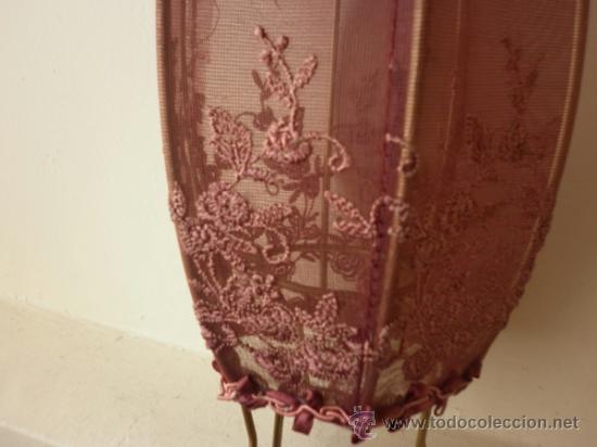 Vintage: L&Aacute;MPARA DE TUL CON FLORES Y ABALORIOS - Foto 9