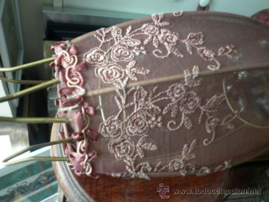 Vintage: L&Aacute;MPARA DE TUL CON FLORES Y ABALORIOS - Foto 5