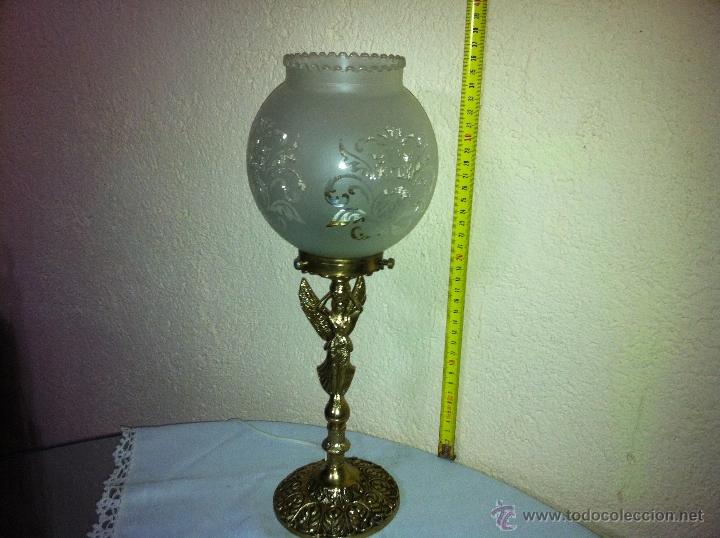 Vintage: L&aacute;mpara de bronce y cristal reciclada lista para ser utilizada - Foto 1